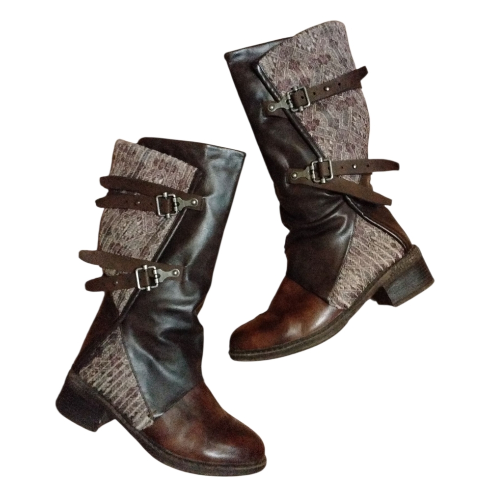Muk Luks Brown Moto Boots Women's Size 10